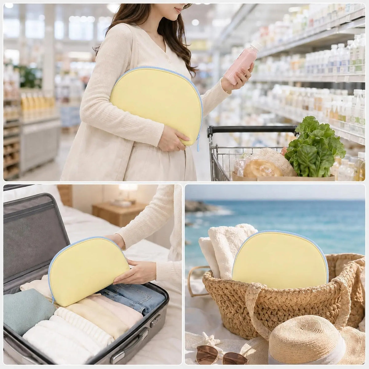 3-in-1 Travel Lingerie Organizer Bag, Shell-Shaped Bra Panties & Socks Storage Pouch, Water-Resistant Portable Underwear Case for Trips & Travel