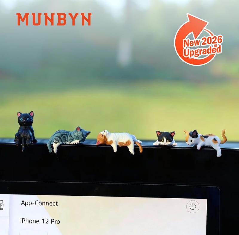 MUNBYN 2026 Mini Cat Desk Figurines Set of 5