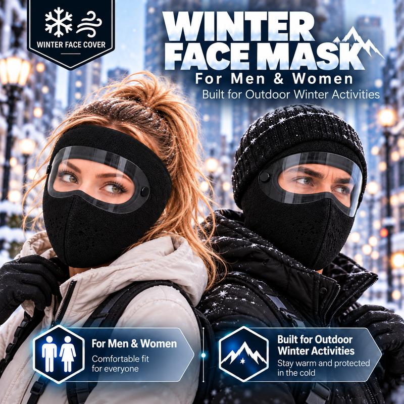 Winter Face Mask with Detachable Goggles, Windproof Thermal Fleece Lined Full Face Cover for Men and Women, Breathable Cold Weather Protection for Outdoor Cycling Motorcycle Riding Skiing Snowboard rider Windproof face covers & mask headwear sport