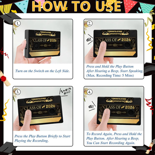300s Voice Recordable Greeting Card - Class of 2026 Graduation Guestbook