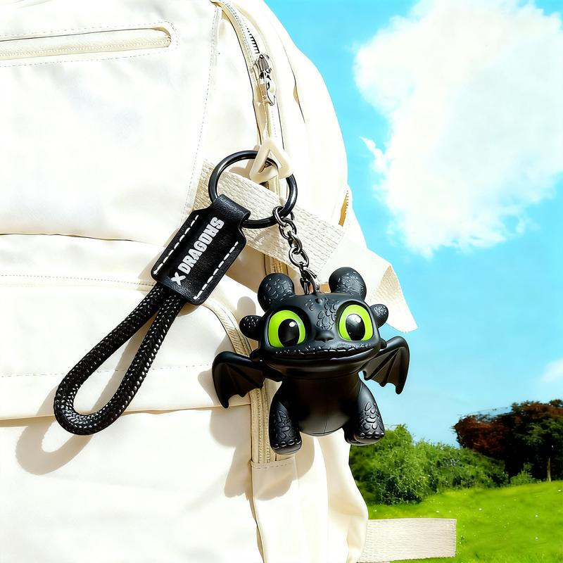 DIYCOM How to Train Your Dragon Night Fury Dragon Keychain Glow in the Dark Mini Dragon Pendant with Moving Wings Trendy Bag Charm Car Ornament Keychain Gift Christmas Gift Birthday Peripheral