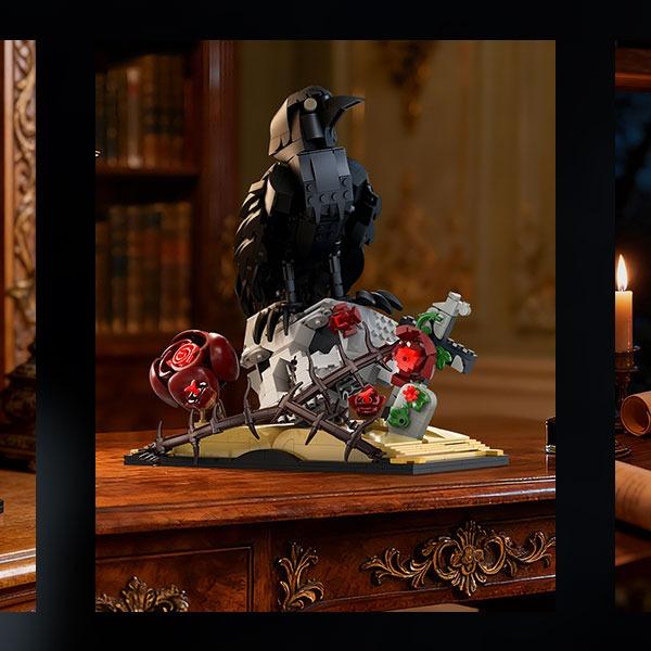 BUILDIFY Gothic Raven & Skull Art Building Set 758 PCS with Crow Skulls Roses & Books Dark Botanical Art Block Kit Compatible with Lego Perfect Gift for Gothic Fans & Brick Collectors