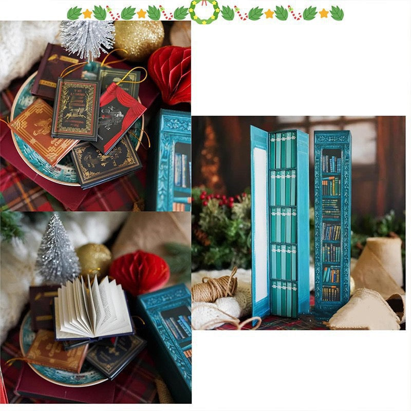 25-Day Mini Book Ornament Advent Calendar for Book Lovers, 25 Mini Book Christmas Countdown Decorations