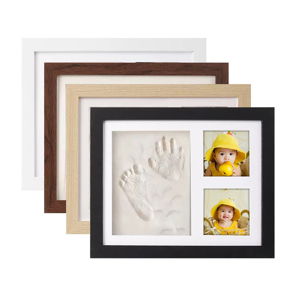 DIY Baby Handprint & Footprint Keepsake Frame Kit with Air-Dry Clay, 2 Photo Openings, Paint Set & Display Stand for Newborn, Pet Paw Prints & Family Gifts