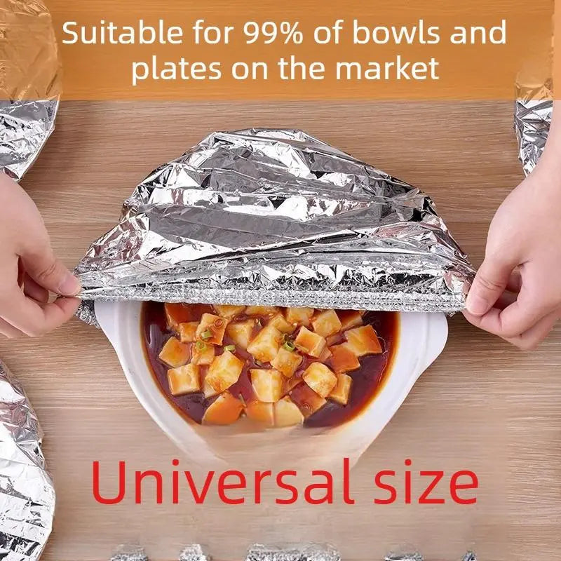 50PCS Aluminum foil heat-retaining cover for home dining tables and food containers; kitchen freshness preservation and insulation; aluminum foil