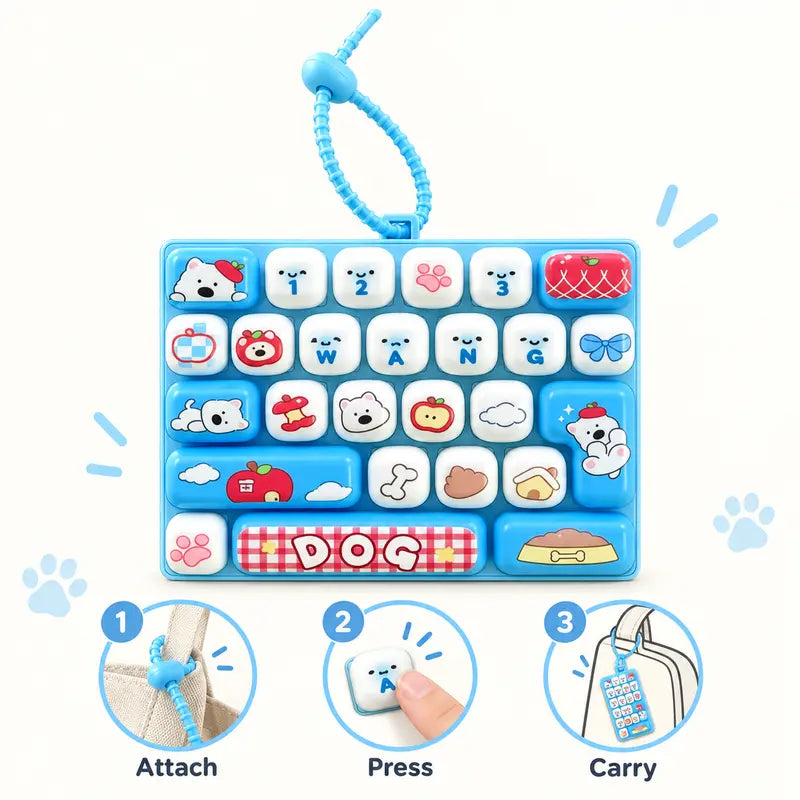 26-Key Mini Keyboard Keychain, Cute Pressable Fidget Toy with Portable Loop, Sensory Finger Toy & Backpack Accessory for Teens, Adults, Gifts & Travel