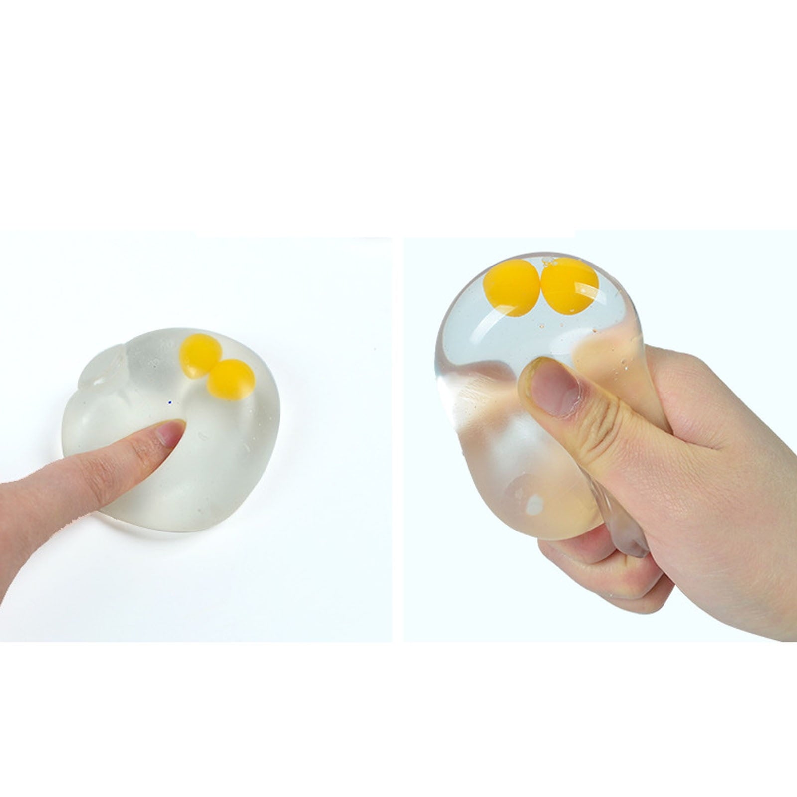 3 Pack Double Yolk Egg Squishy Stress Relief Toys, Transparent Food Shaped Fidget Toys, Slow Rebound Egg Squeeze Toys for Anxiety Relief, Desk Toys, Sensory Play Gifts