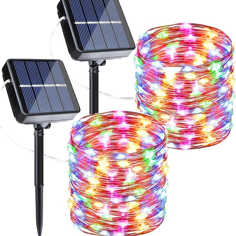 2-Pack Solar Outdoor String Lights, 80FT 240 LED Waterproof Fairy Lights with 8 Modes for Garden, Party, Patio Decor, Solar Outdoor Lights