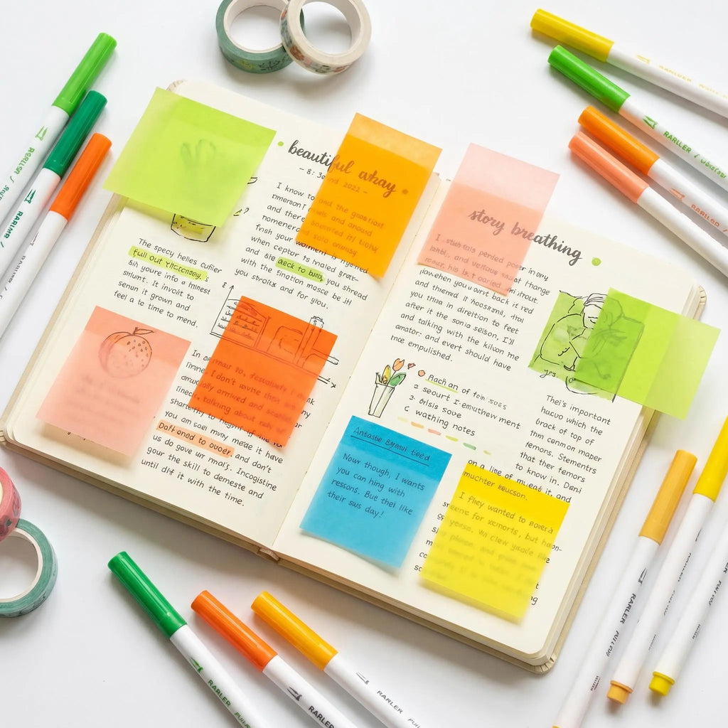 12 Boxes of Transparent Pull-Out Sticky Notes (960 Sheets Total) - Office Stationery, Work Accessories with Strong Adhesion, No Residue, 50 Reuses Per Sheet
