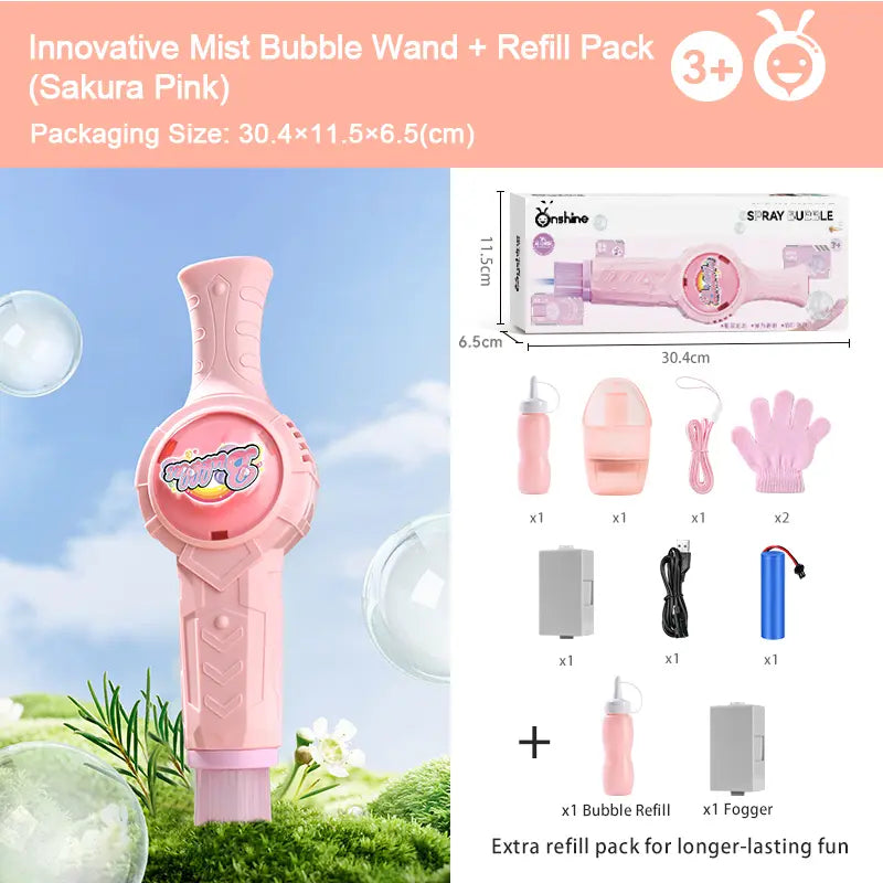 Mist Bubble Machine for Kids – Elastic Bubble Fog Wand, Smoke Bubble Sword, Interactive STEM Toy with Lights & Music, Parent-Child Fun, Outdoor Summer Play, Birthday Gift for Boys & Girls