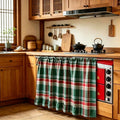 Cotton Linen Oven Skirt Curtain for Kitchen, Farmhouse Tie-Top Cabinet Curtain with Ruffles for Dishwasher, Sink & Stove Decor