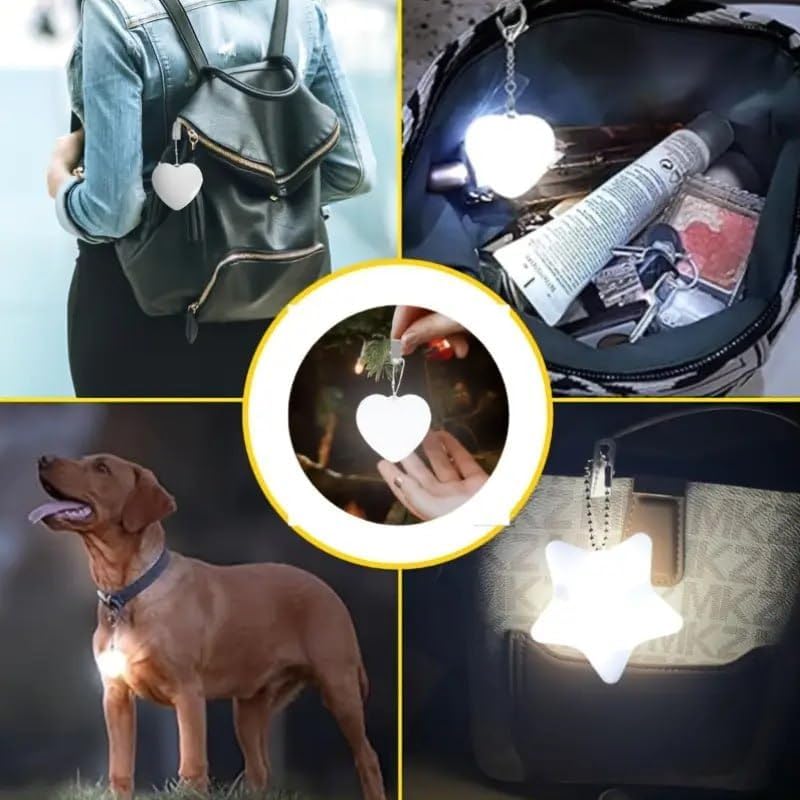 Heart Shaped LED Purse Light Keychain | USB Rechargeable Mini Handbag Light | Automatic Sensor Glow Keychain for Bag, Backpack & Emergency Use