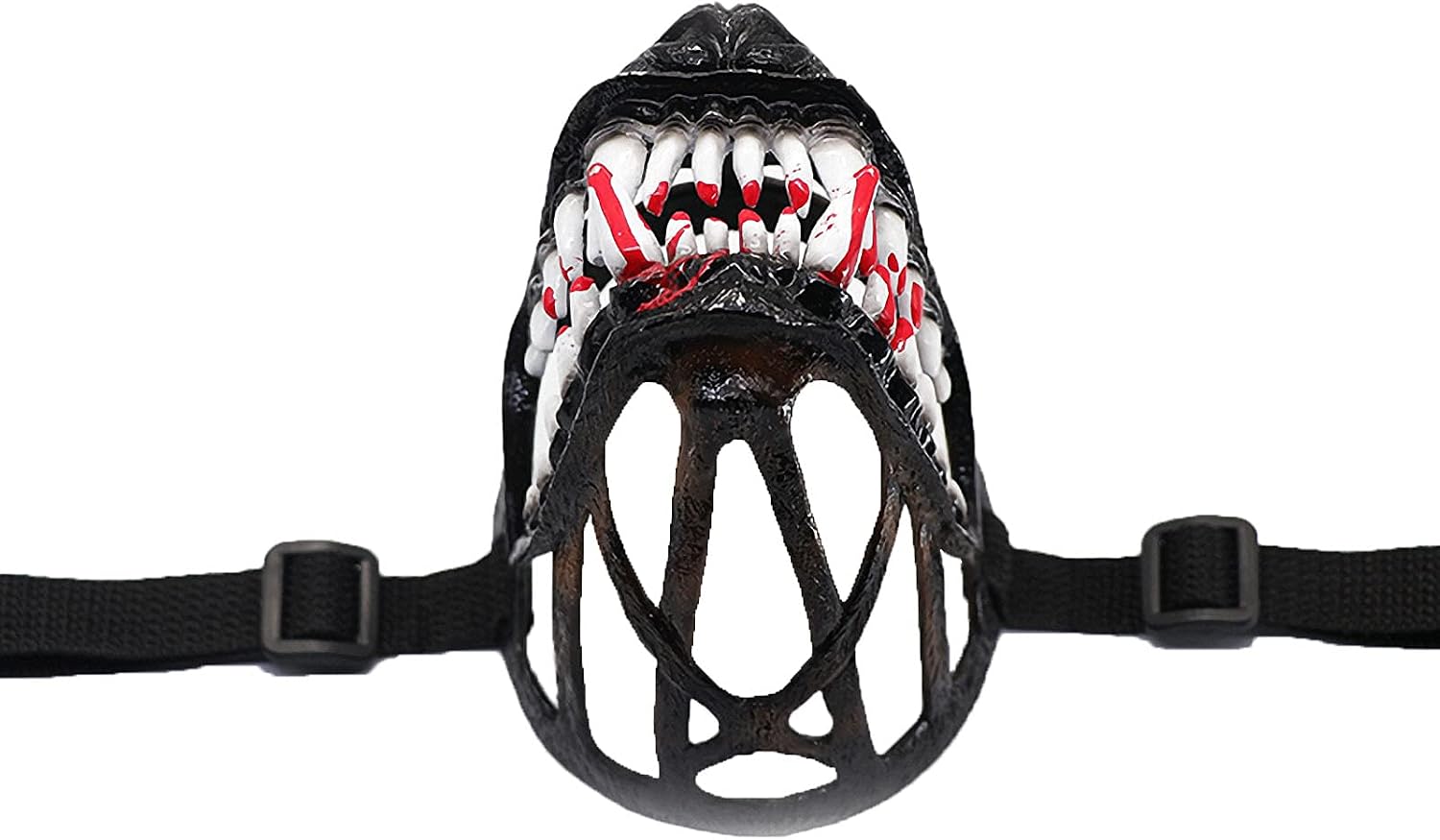 Scary Teeth Dog Muzzle for Halloween, Adjustable Basket Muzzle for Small, Medium and Large Dogs