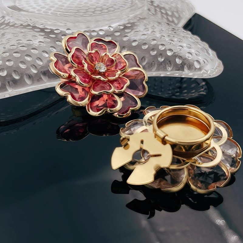 2-Pack Flower Rhinestone Button Covers, 38mm / 1.49 in Crystal Clip-On Jewelry for Blouses, Shirts & Clothing