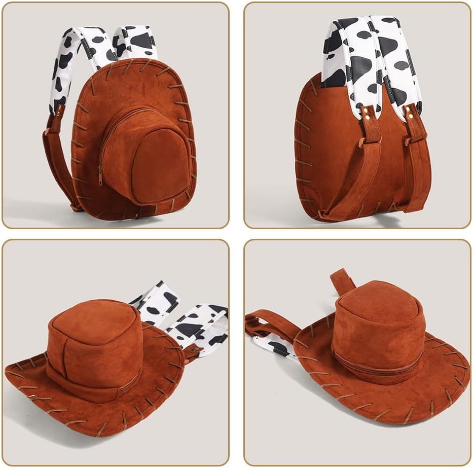 Cowboy Hat Backpack, Western Cosplay Costume Bag with Adjustable Shoulder Straps, Novelty Birthday Gift