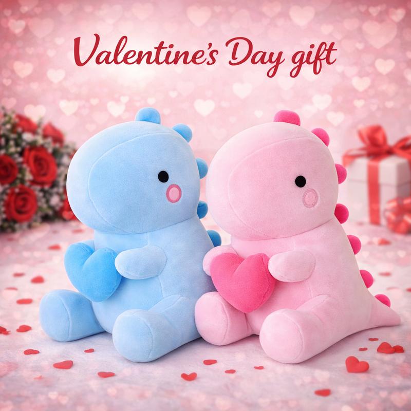 SQEQE Dinosaur Stuffed Animal, Loving Soft Dino Plush Toys with Holding Heart, Sweet Romantic Anniversary Birthday Gift for Her,Valentine's Day gift