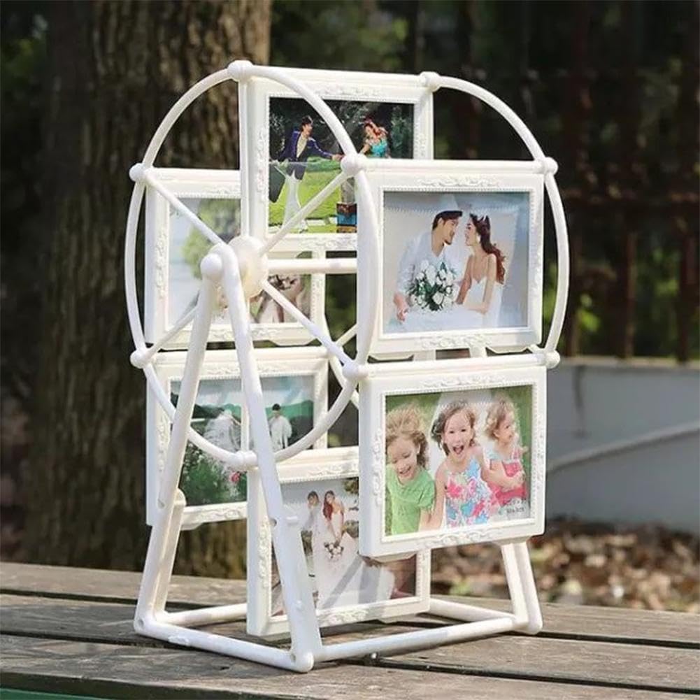 Personalized Rotatable Windmill Ferris Wheel Picture Frames, Vintage Photo Frame with 6 Photo, Desk Table Top Photo Frames for Home Décor  Birthday Gifts
