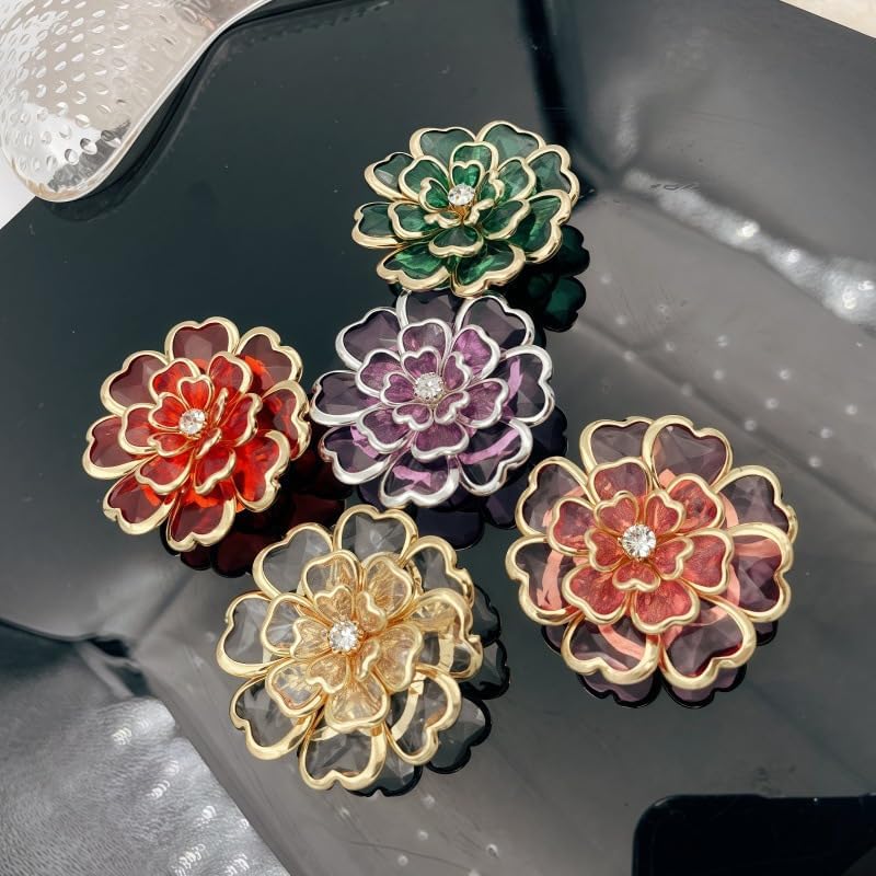 2-Pack Flower Rhinestone Button Covers, 38mm / 1.49 in Crystal Clip-On Jewelry for Blouses, Shirts & Clothing