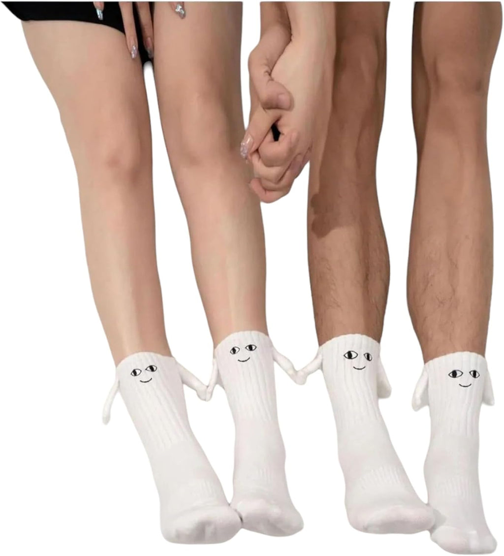 2 Pair Couple Magnetic Hands Socks, Hold Hands Funny Gift, Couple Holding Hands Socks Novelty Socks Friendship Socks, Special Gifts for Women Men,