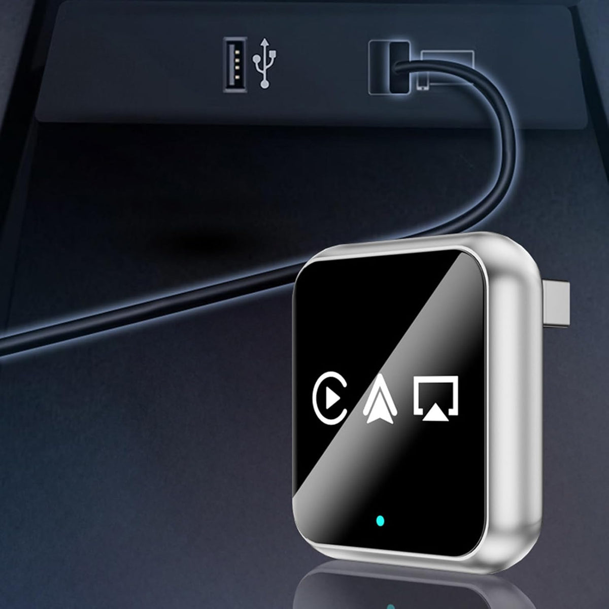 4-in-1 Wireless CarPlay Adapter for Factory Wired CarPlay Cars – Android Auto, AirPlay & MirrorLink
