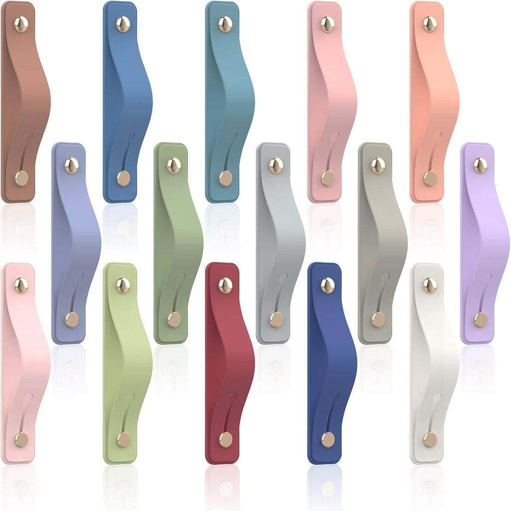 Cell Phone Finger Grips, Telescopic Finger Strap Bracket Silicone Phone Grip Holder Portable Phone Finger Kickstand for Universal Cell Phones 15pcs (Random Color)