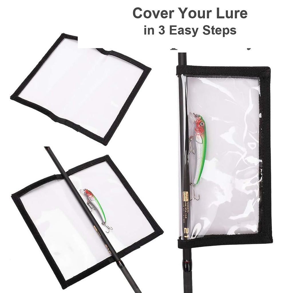 4 Pack Fishing Bait Cover Durable Clear 0.5mm PVC Lure Wrpas for Shape Fishing Hooks Fishing Bait Storage Protector for Saltwater Freshwater Fishing Gear 2Large+2Medium