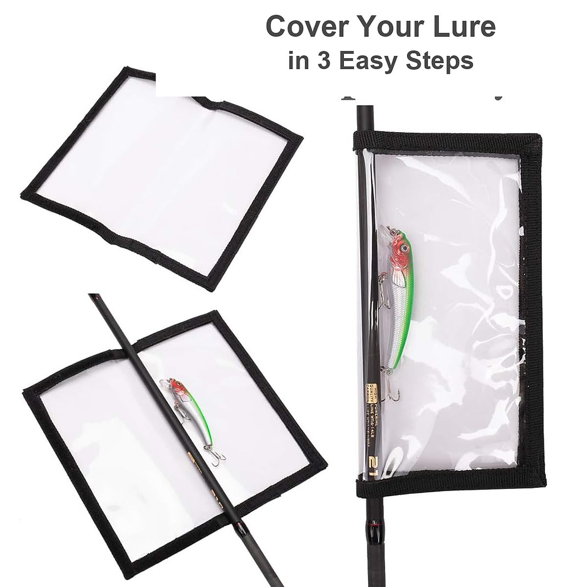 4 Pack Fishing Bait Cover Durable Clear 0.5mm PVC Lure Wrpas for Shape Fishing Hooks Fishing Bait Storage Protector for Saltwater Freshwater Fishing Gear 2Large+2Medium