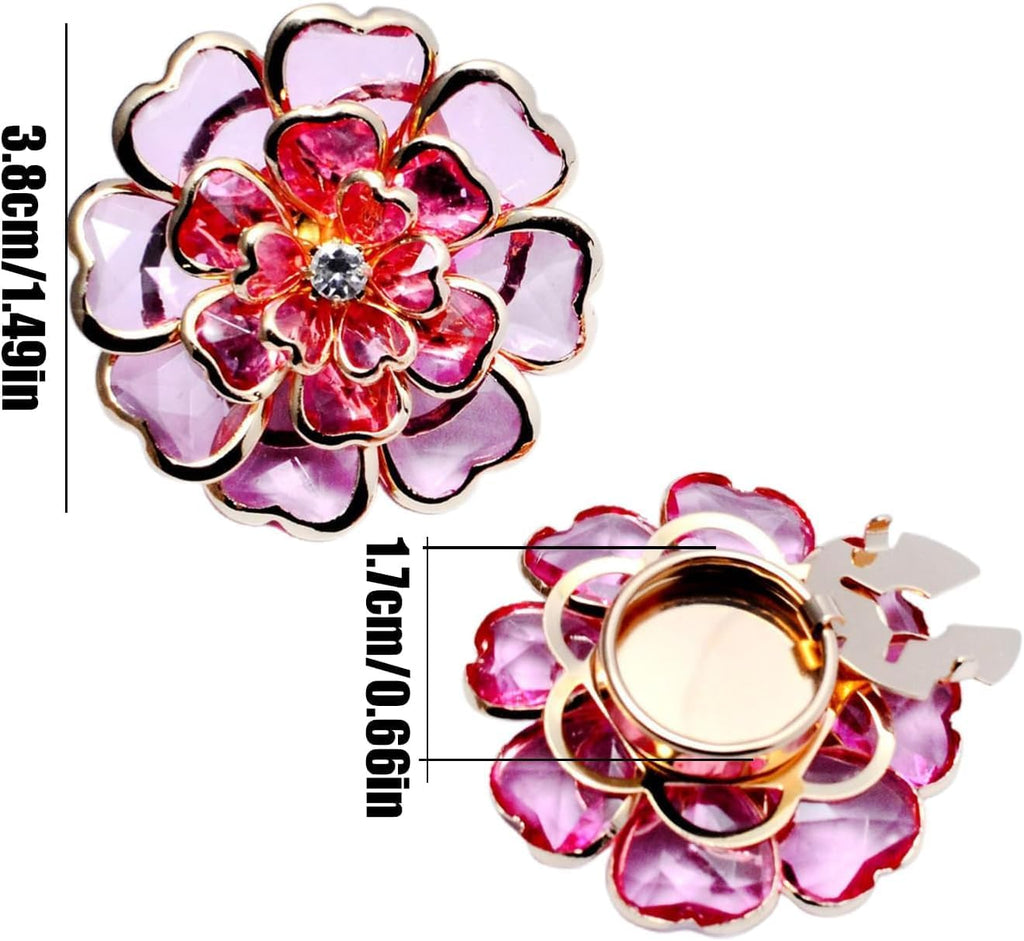 2-Pack Flower Rhinestone Button Covers, 38mm / 1.49 in Crystal Clip-On Jewelry for Blouses, Shirts & Clothing