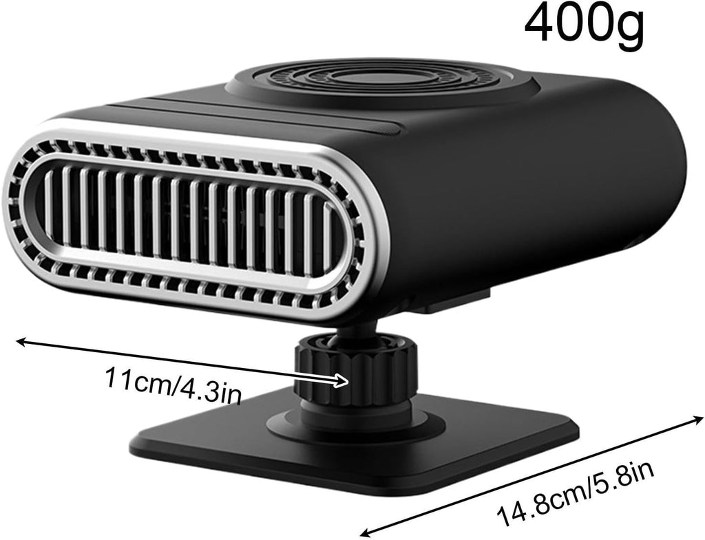 12V Portable Car Heater & Defogger Fan – 120W with Stand & Suction Cup