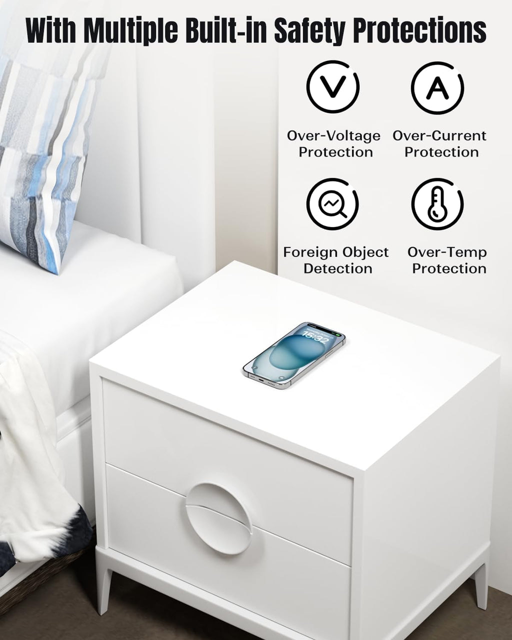 Invisible Wireless Charger, 0-30mm Under Desk Wireless Charger