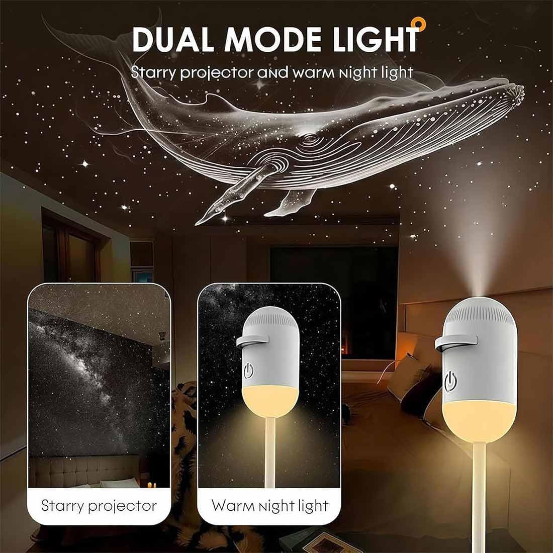 Galaxy Projector 2-in-1 Starry Sky Night Light, 360° Adjustable LED Milky Way Projector Lamp, USB Powered Portable Star Projector for Bedroom, Hallway & Ceiling Decor (1 Set,with 6 Films)