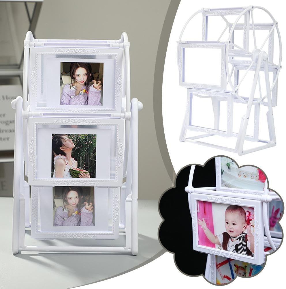 Personalized Rotatable Windmill Ferris Wheel Picture Frames, Vintage Photo Frame with 6 Photo, Desk Table Top Photo Frames for Home Décor  Birthday Gifts