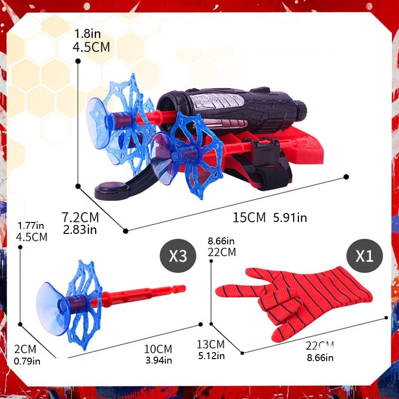 Spider Gloves Man Web Shooter Toy, Spider Kids Plastic Superhero Launcher Glove Hero Movie Launcher with Wrist Toy Set, Medium