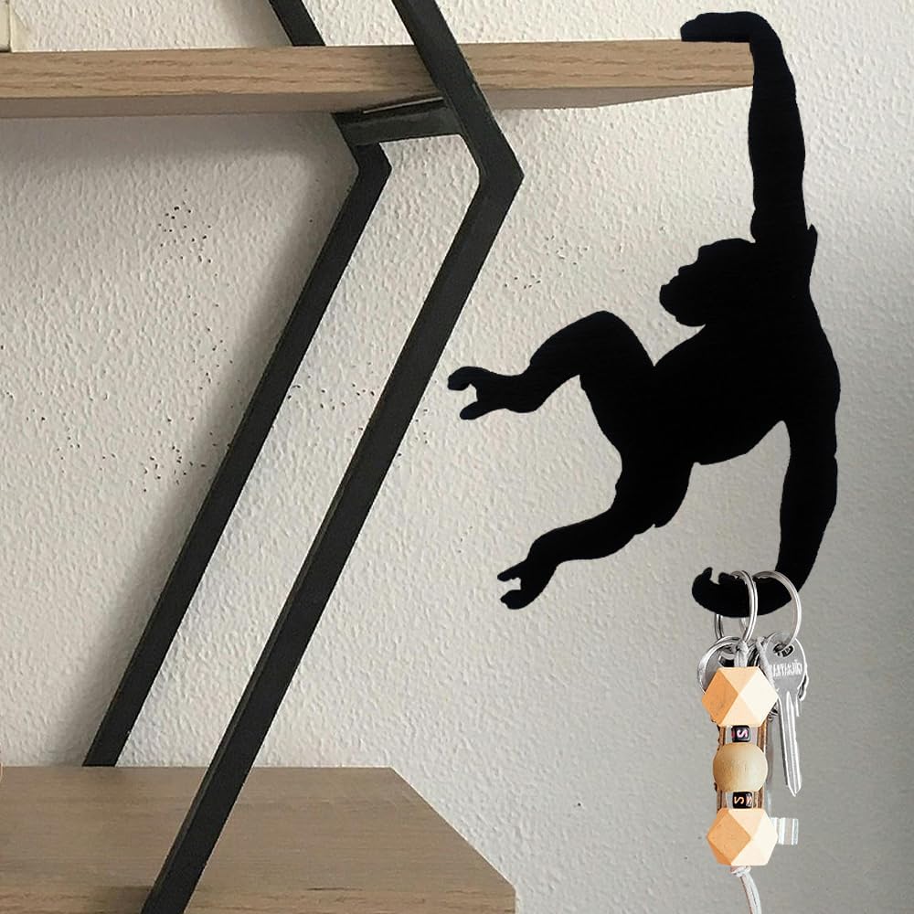Orangutan Banana Hook – Funny Monkey-Shaped Wall Holder for Keys, Bags, Hats & Headphones-3Pieces