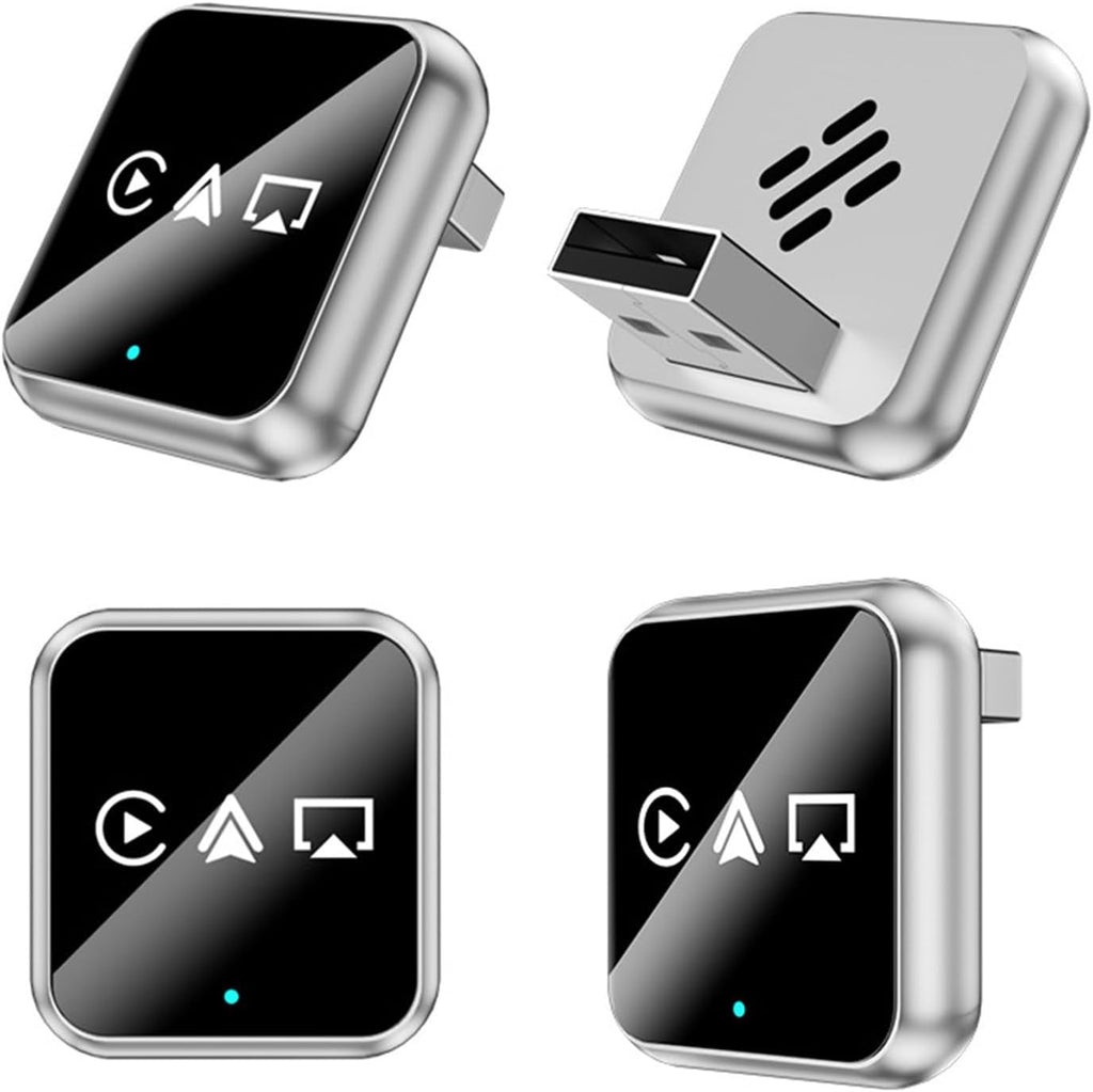 4-in-1 Wireless CarPlay Adapter for Factory Wired CarPlay Cars – Android Auto, AirPlay & MirrorLink