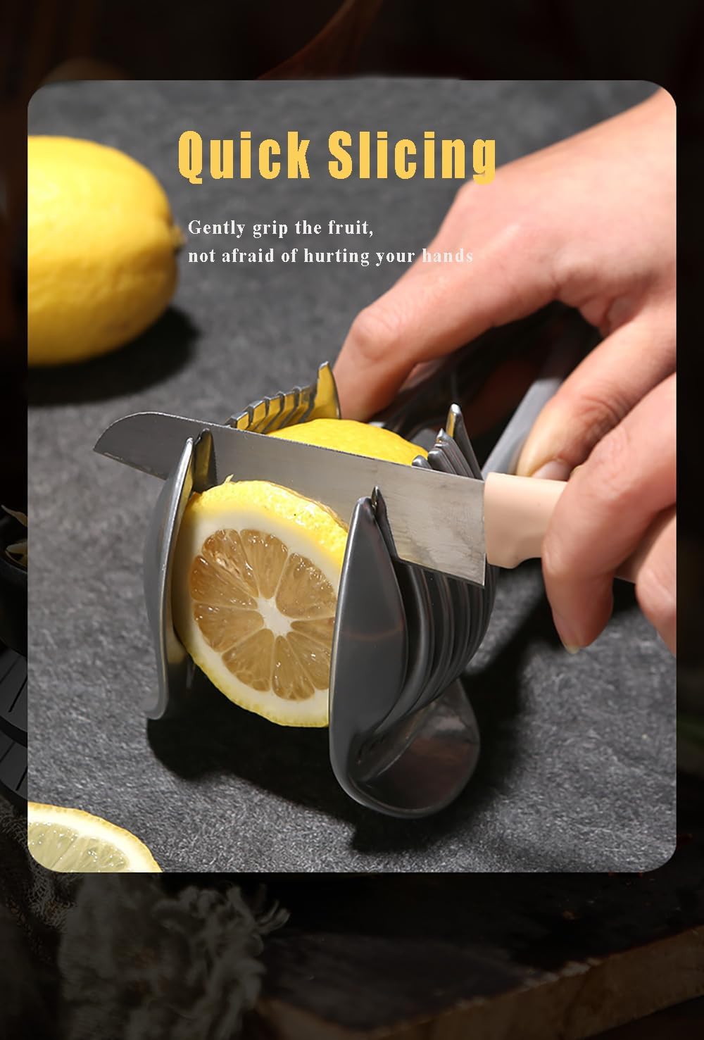 Aluminum Tomato Slicer Holder Tongs – Multi-Slot Cutting Guide for Even Fruit, Vegetable & Egg Slices