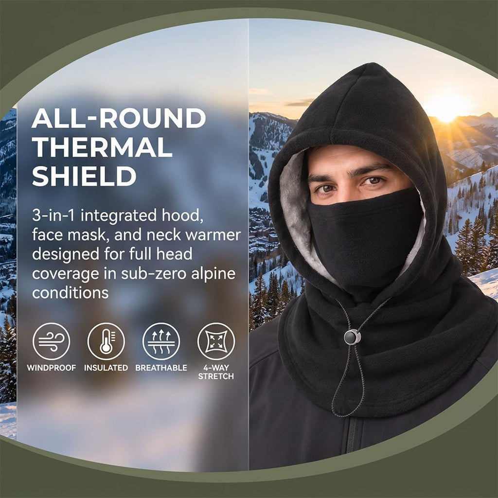 3-in-1 Thermal Balaclava Hood – Adjustable Winter Face Cover, Neck Warmer & Cold-Weather Hood for Men and Women
