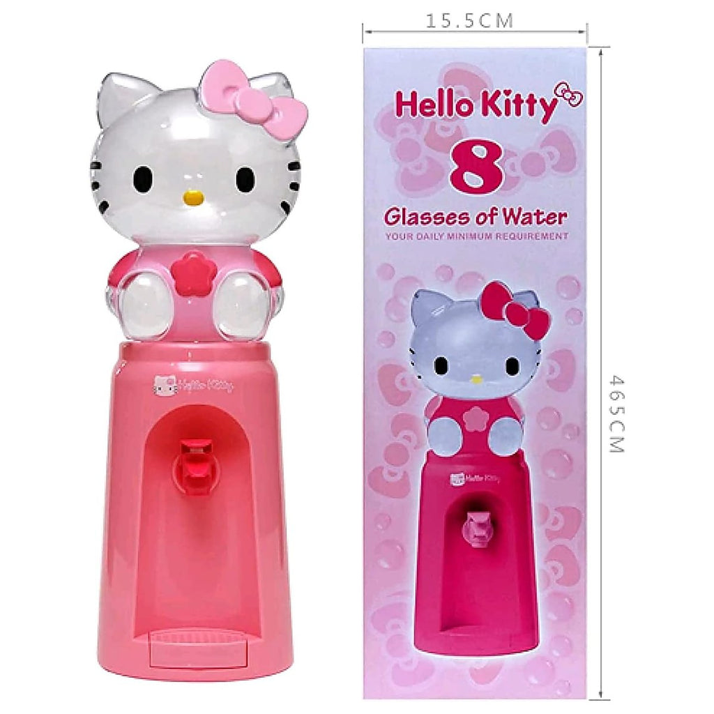Cute Pink Cat Mini Water Dispenser, 2L Character Drink Dispenser with Push Lever & Removable Drip Tray for Kids, Bedroom, Dorm & Office