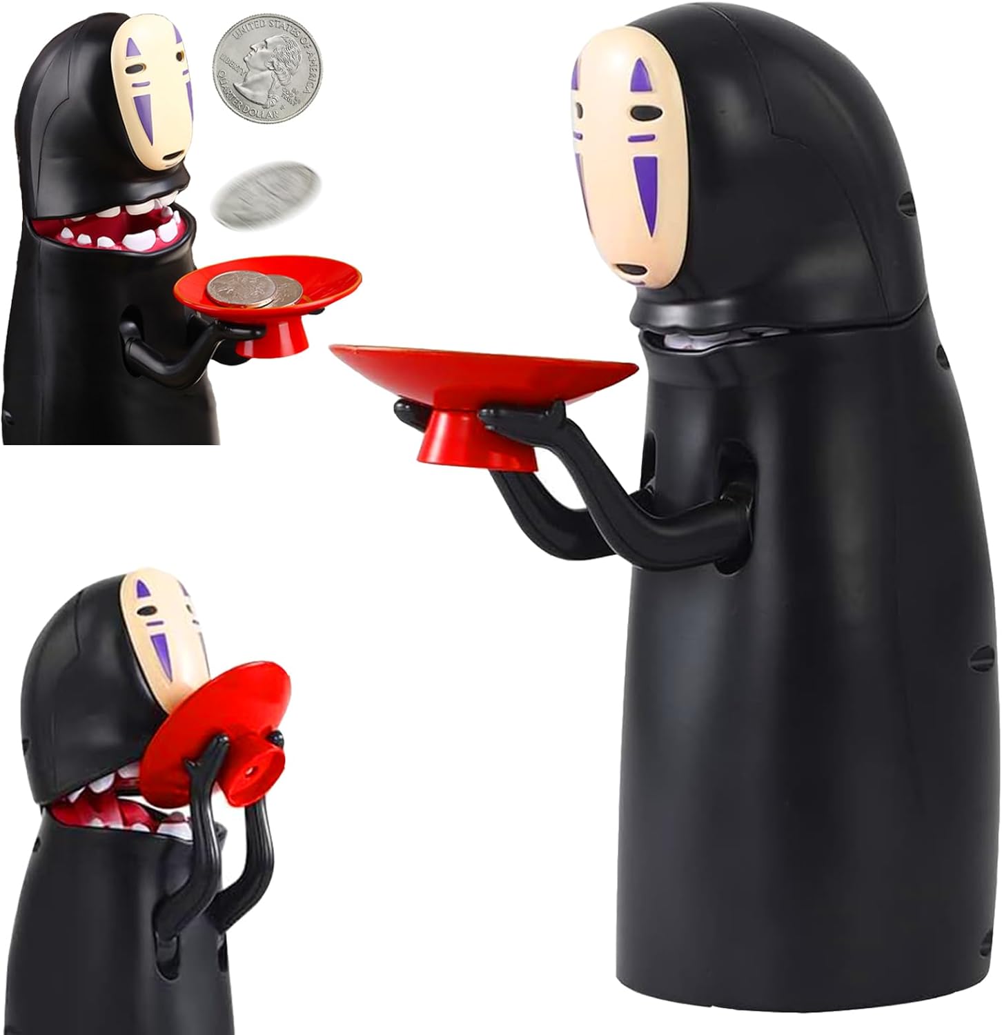 Anime Kawaii Coins Money Box, Piggy Bank, Automatic Swallow Coins, Black, Children, Unisex