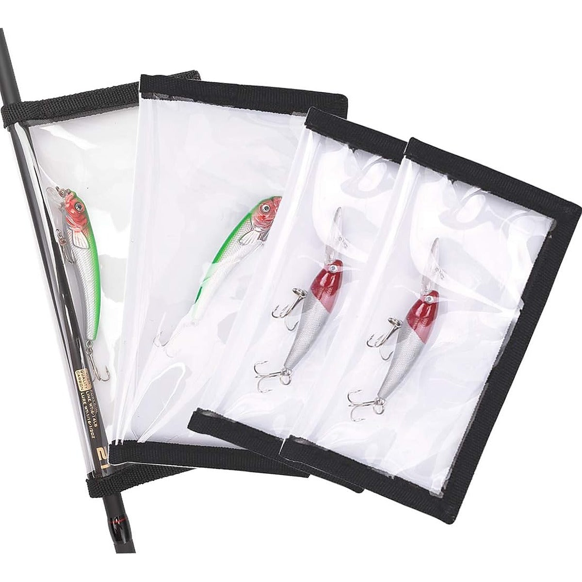 4 Pack Fishing Bait Cover Durable Clear 0.5mm PVC Lure Wrpas for Shape Fishing Hooks Fishing Bait Storage Protector for Saltwater Freshwater Fishing Gear 2Large+2Medium