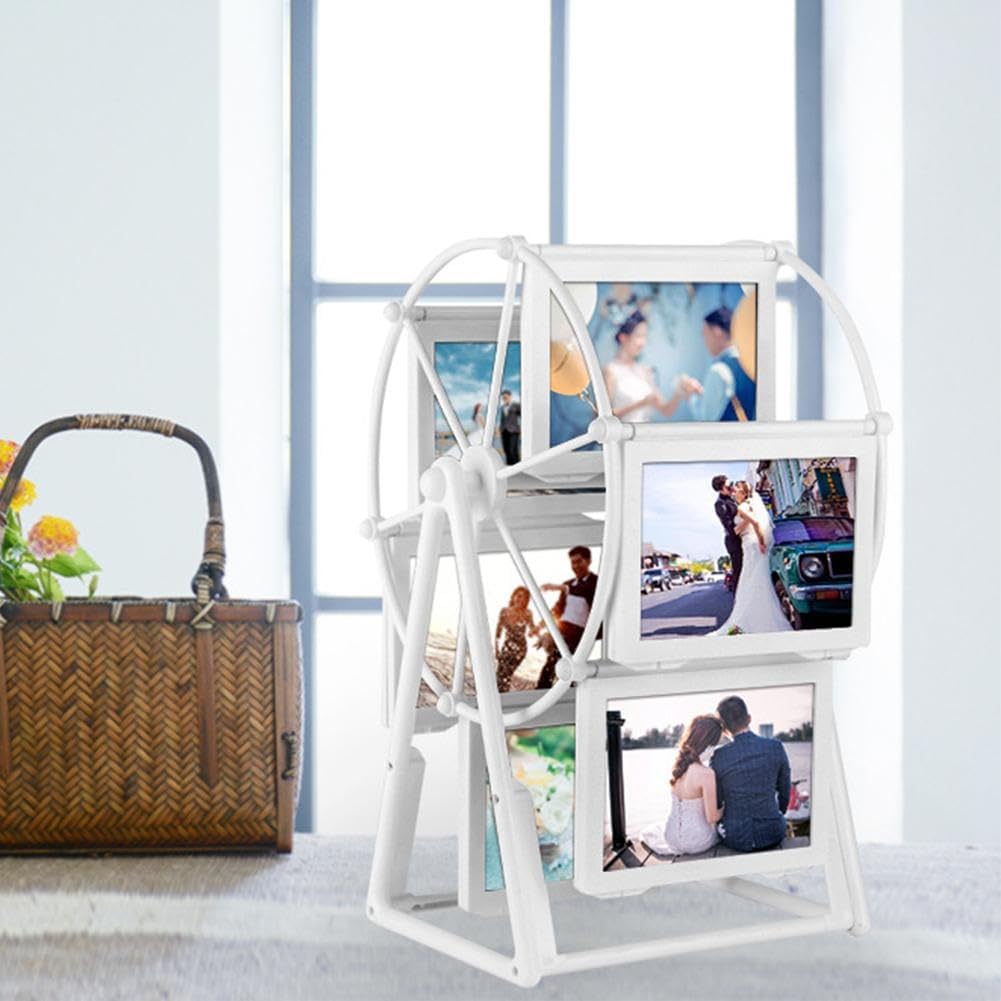 Personalized Rotatable Windmill Ferris Wheel Picture Frames, Vintage Photo Frame with 6 Photo, Desk Table Top Photo Frames for Home Décor  Birthday Gifts