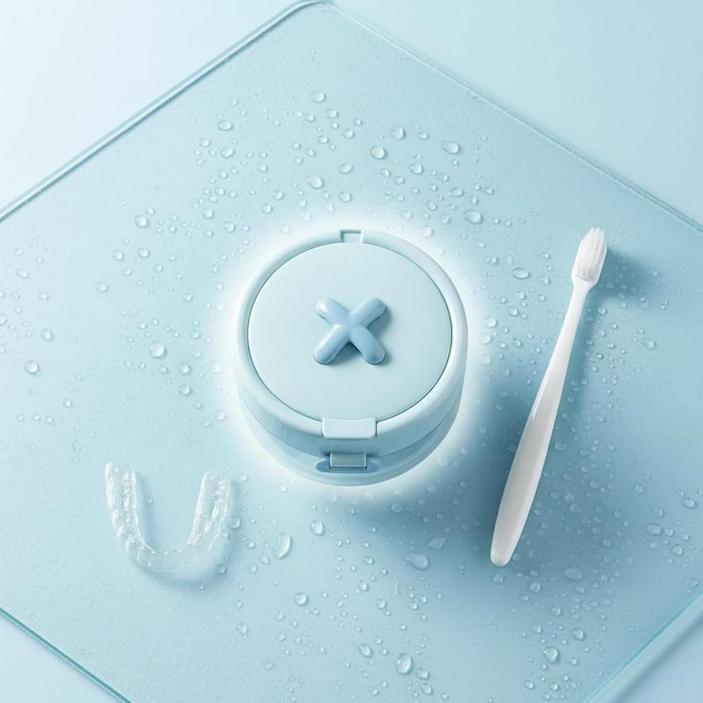 Retainer Storage Box 3-in-1 Retainer Cleaning Box Drainage Design Aligner Cleaner Case for Braces Wearers, Bathroom