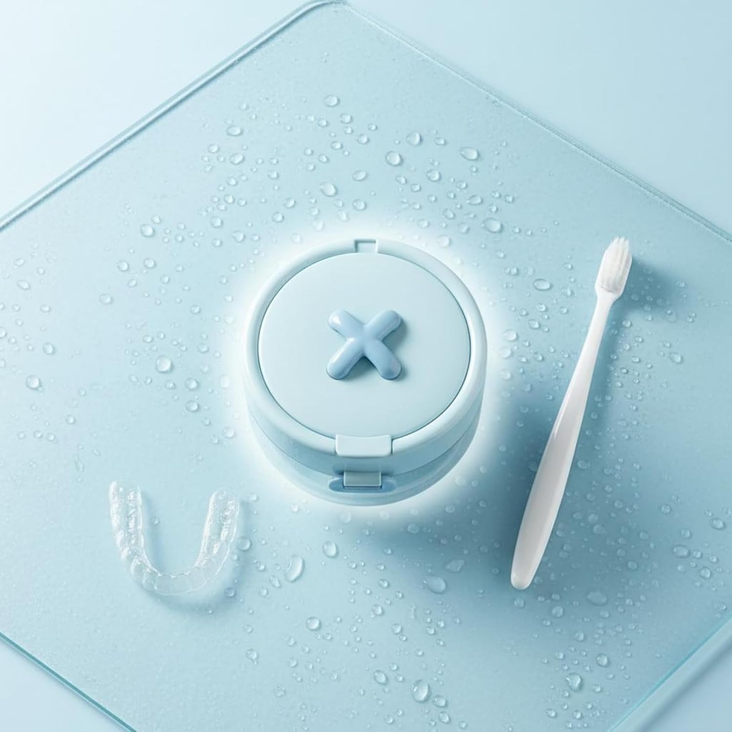 Retainer Storage Box 3-in-1 Retainer Cleaning Box Drainage Design Aligner Cleaner Case for Braces Wearers, Bathroom