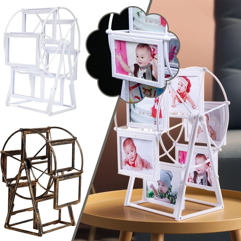 Personalized Rotatable Windmill Ferris Wheel Picture Frames, Vintage Photo Frame with 6 Photo, Desk Table Top Photo Frames for Home Décor  Birthday Gifts