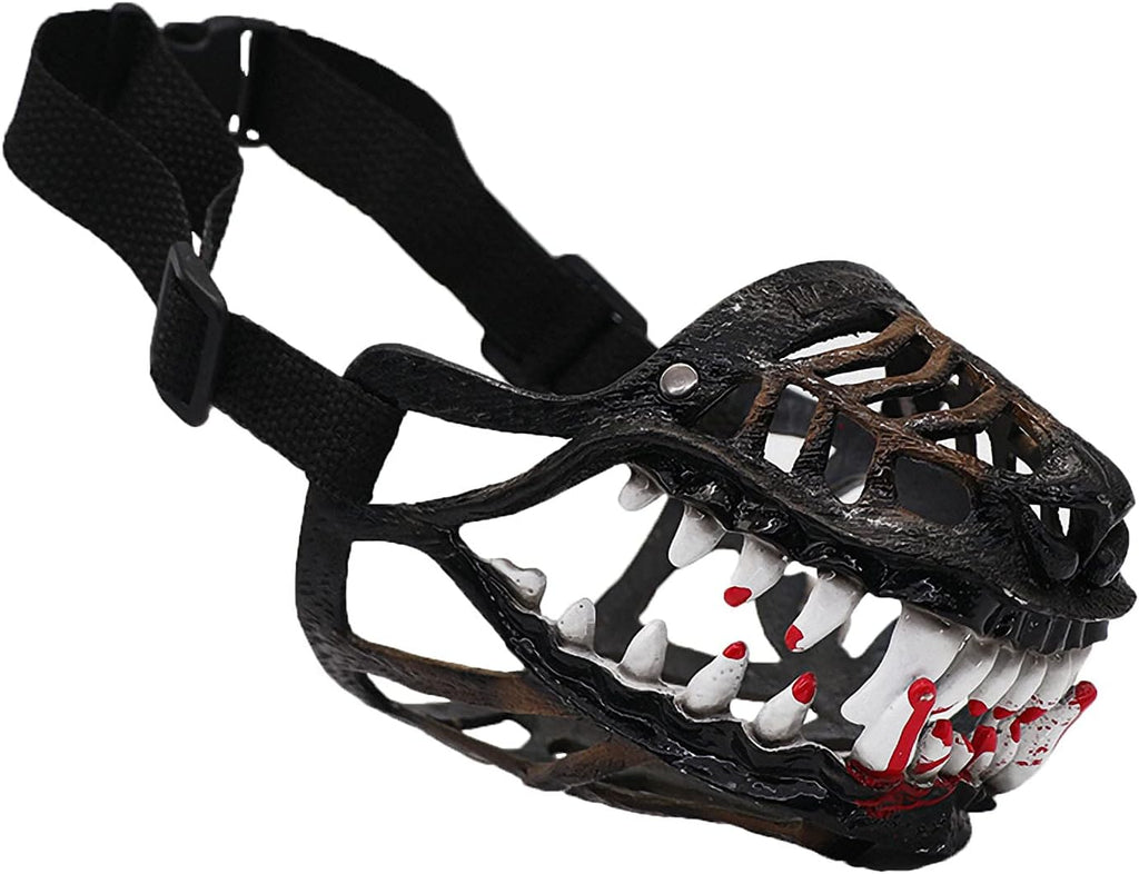 Scary Teeth Dog Muzzle for Halloween, Adjustable Basket Muzzle for Small, Medium and Large Dogs