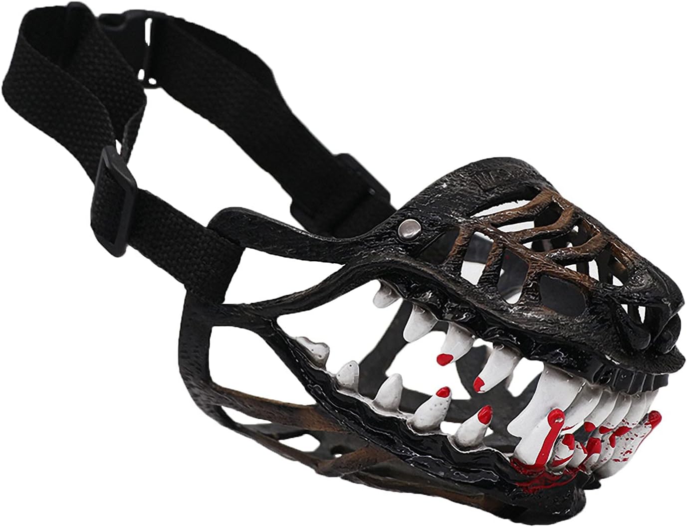 Scary Teeth Dog Muzzle for Halloween, Adjustable Basket Muzzle for Small, Medium and Large Dogs