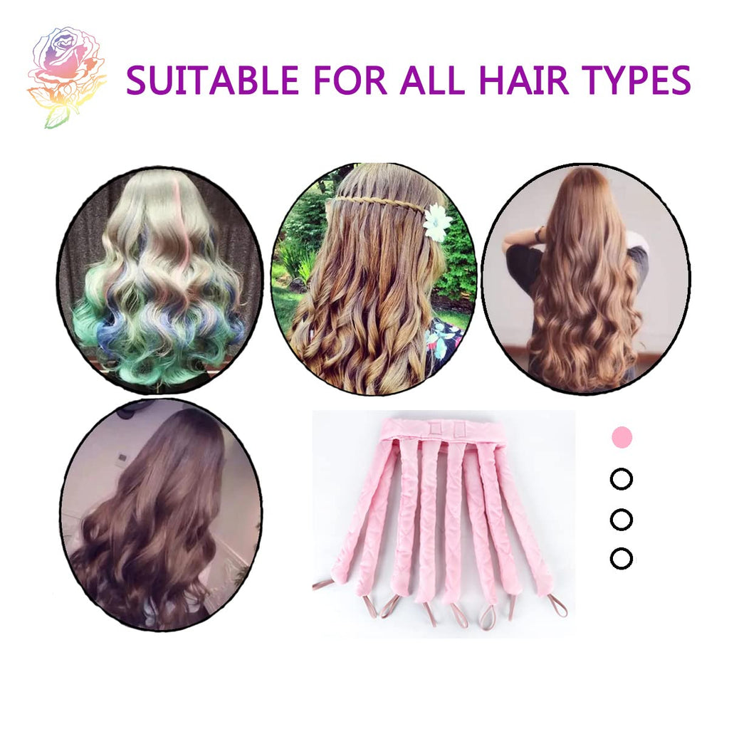 Overnight Heatless Curling Headband, 8-Rod No-Heat Hair Curler for Soft Natural Curls
