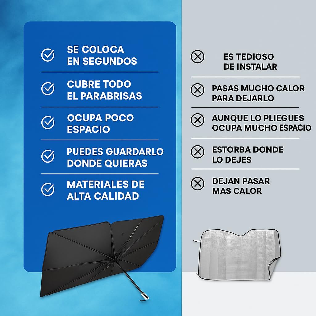 Car Front Sun Umbrella, Folding Front Car Sun Umbrella, Interior Sunshade, Car Sunscreen, Design V in Rearview