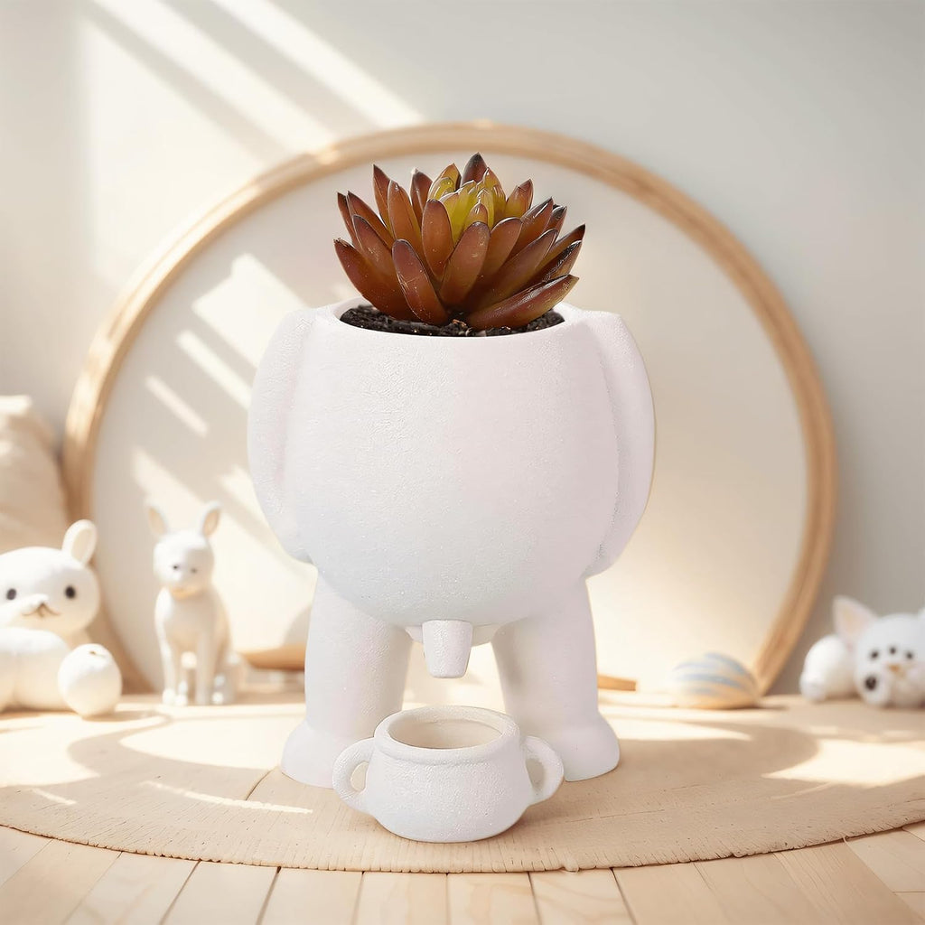 Funny Peeing Planter Pot with Drainage Hole, Cute Resin Succulent Cactus Planter, Quirky Small Flower Pot Vase for Home Office Garden Decor