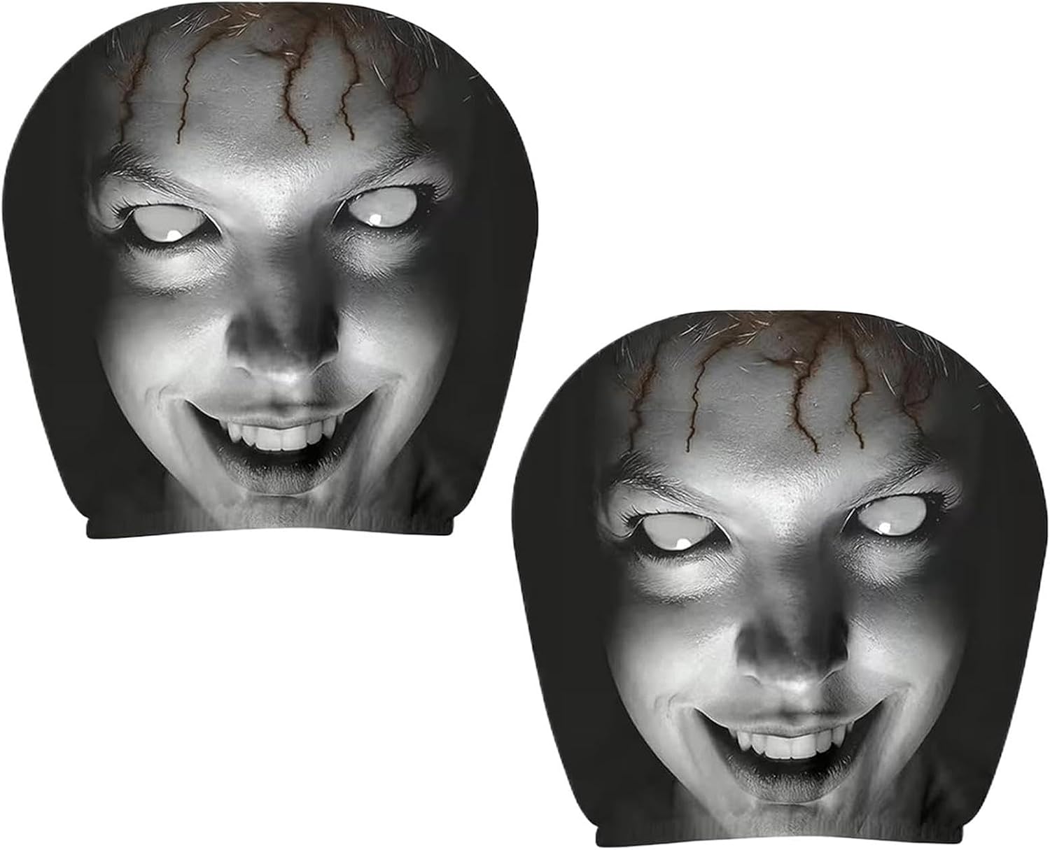 Car Headrest Covers | 2 Piece Ghost Face Car Headrest Covers | Scary Face and Funny Dark Theme Car Headrest Covers | Elastic Protector